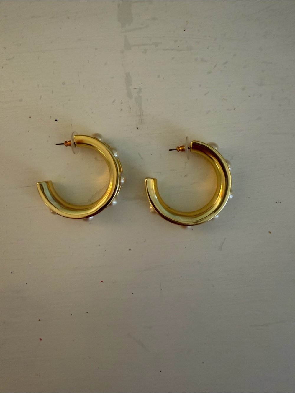 J.Crew Pearl Hoop Earrings